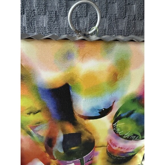 Wine Bottle Picture With Tin Border  6” X6” - Picture 2 of 3